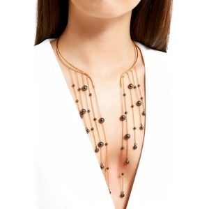 Gold plated bead necklace- Golden Waterfall